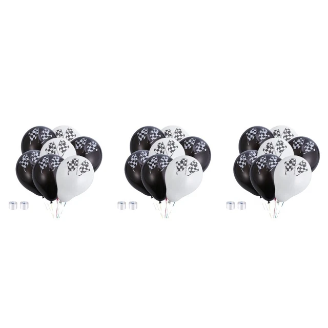 150 piezas Globo a cuadros Construcción Cumpleaños Fiesta Decoración Negro Blanco