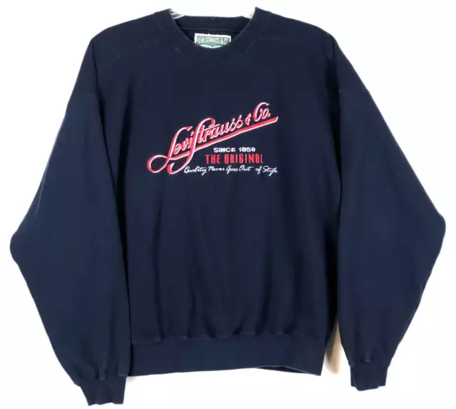 Vintage Levis Levi Strauss Co Mens XL Embroidered Sweatshirt Crewneck USA Blue