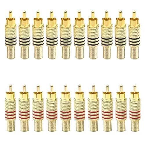 20pcs RCA Stereo Male Connector Plug with Spring Coax Audio Solder Adapter