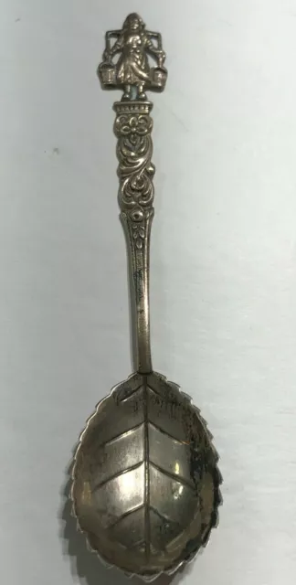 English Leaf Collector Souvenir Sterling Silver .800 Spoon