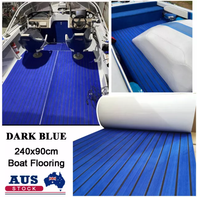 Dark Blue EVA Boat Flooring Carpet Marine Faux Teak Decking with Beveled Edge