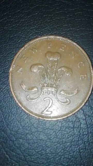 1977 PROOF 2p FEATHERS Two pence New Pence coin Elizabeth II - tarnished