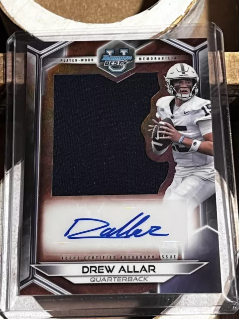 2023 Bowman U Best Football Drew Allar Patch Auto Penn State PLAYER WORN PSU