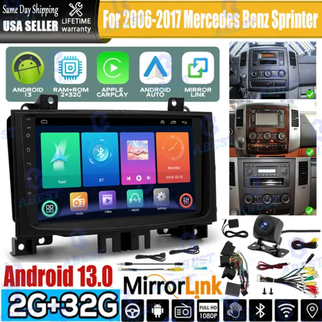 For 2006-2017 Mercedes Benz Sprinter Android 13 Car Carplay Stereo Radio GPS 32G