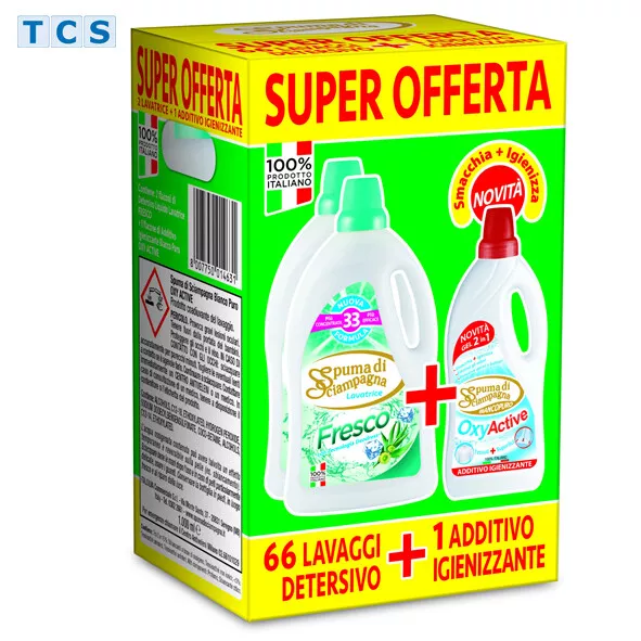 SPUMA DI SCIAMPAGNA 2x Lavatrice Fresco + 1 Oxy-Active Additivo, Angebotspaket