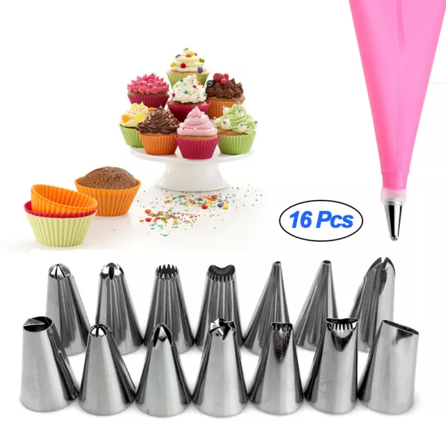 Cake Decorating Tip Set Icing Piping Cream Pastry Bag With Nozzle Pink RMM