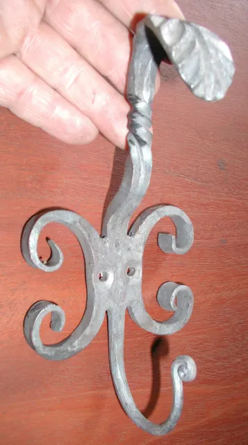 Wall Hook Coat Hat Hanger, Rustic Scroll Wrought Iron, by Blacksmiths in USA