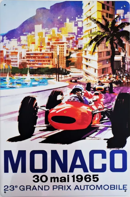 Monaco Grand Prix Tin sign 20x30 cm Retro vintage F1 racing poster Metal plaque