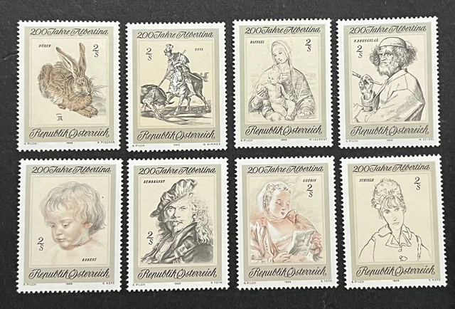 Travelstamps: Austria Stamps Scott #846-853 Etchings Complete Set MNH OG