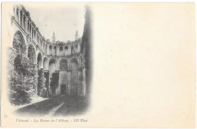 VALMONT 76 Les Ruines de l'Abbaye CPA dos vert précurseur non circulée vers 1910