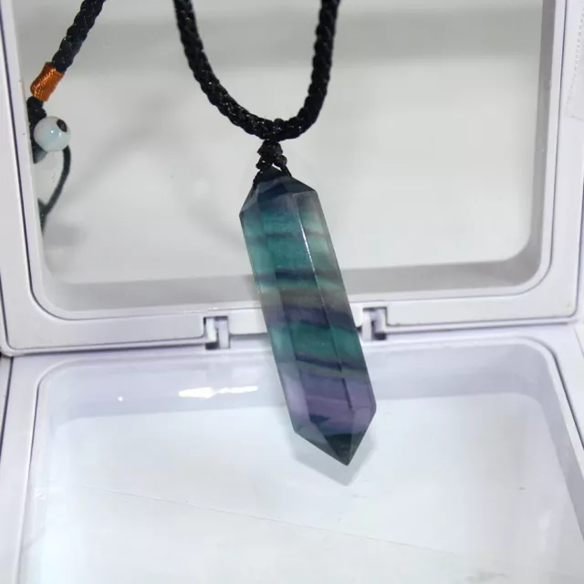 Natural Corlorful Fluorite Quartz Crystal Pendant Necklace Chakra Healing Stone