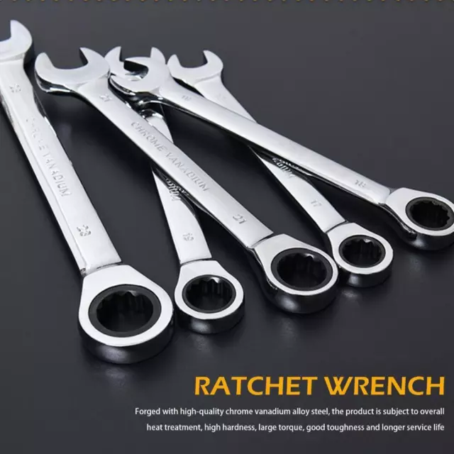 8-16mm Combination Ratchet Wrench Spanner Ratcheting Metric Tool Head Sets D6E5