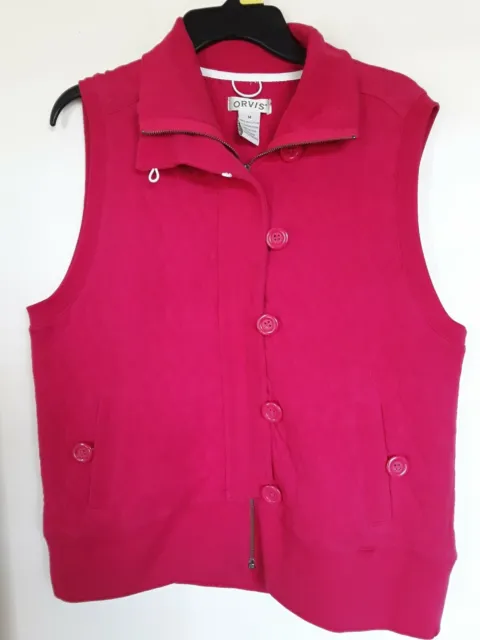 Orvis Women's Vest Size M Quilted Front Zip Pockets Red Medium