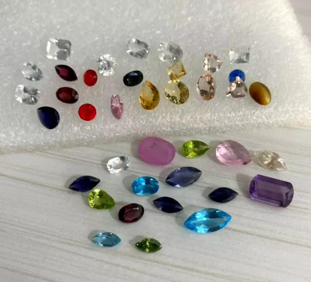 LOT of 38 Mixed Gemstones Mix Shape Cut Loose Gemstones