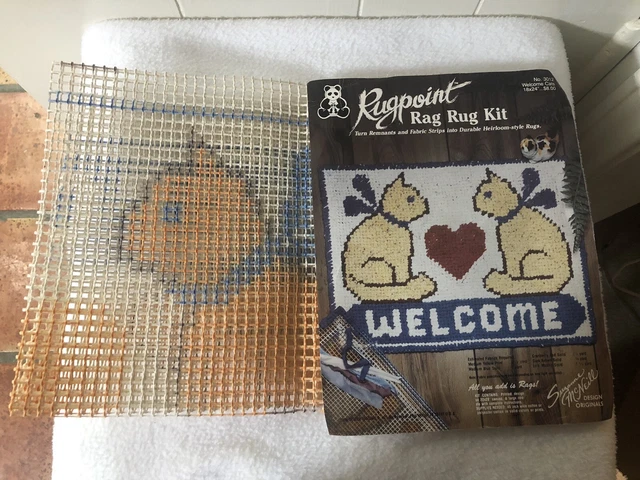 Kit de alfombras RUGPOINT Rag BIENVENIDO GATOS 18 x 24 NUEVO con instrucciones