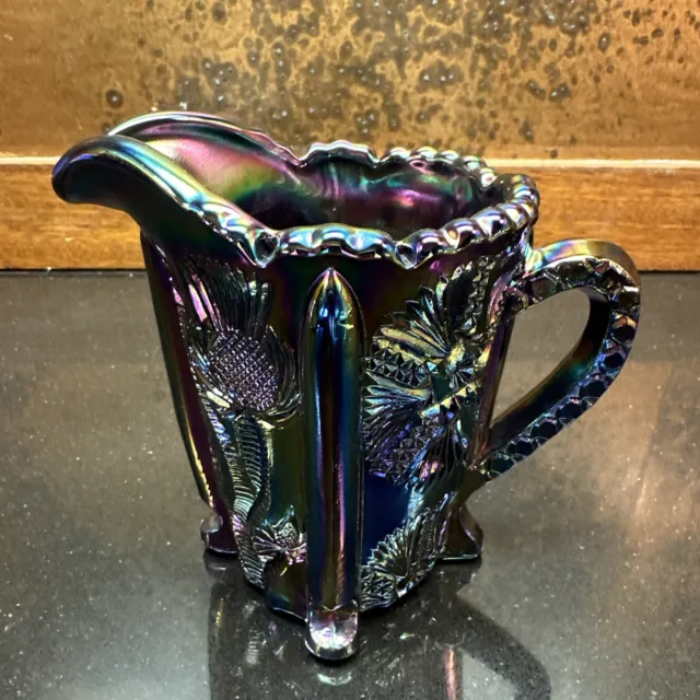 Fenton Amethyst Carnival Glass Thistle Pitcher Vase