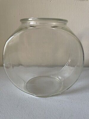 Vintage ~ 1971~ Drum Style  Clear Glass Goldfish Bowl  Half Gallon Kids Pet