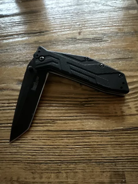 Kershaw Brawler 1990 Assisted Open Knife Liner Lock Plain Edge Tanto Blade