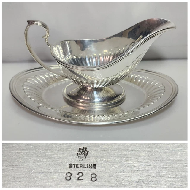 Antique 18th Manchester Sterling Silver 512 g GRAVY BOAT  UNDERPLATE CROSS CROWN