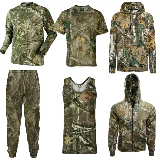 Mens Camouflage Printed Jungle T-Shirt Realtree Camo Print Long Short Top S-5Xl