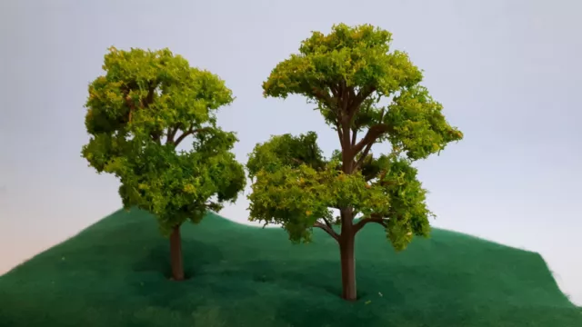 MANGLEY SCENICS 2 Large fine leaf Trees O OO HO train model railway scenery UK