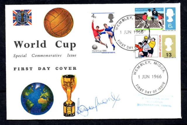 1966 World Cup FDC. Wembley FDI signed Bobby Moore. Excellent!