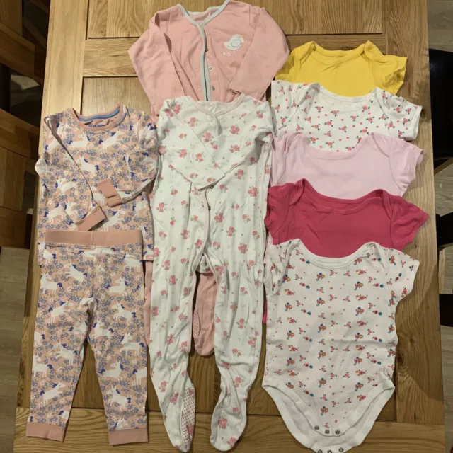 Baby Girls Pyjamas / Sleepsuits & Vest Bundle 18 Months - 2 Years 8 Items