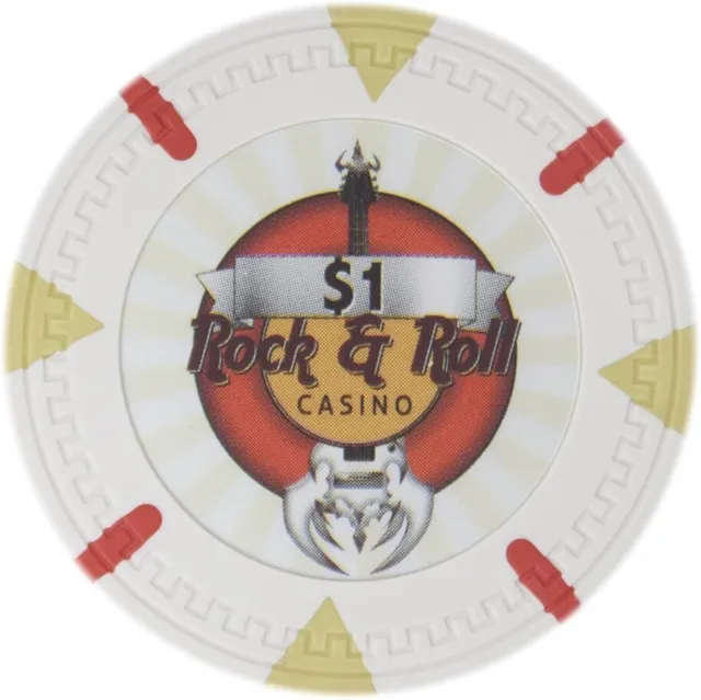 Claysmith Gaming Rock & Roll Poker Chip Heavyweight 13.5-Gram Clay $1 White