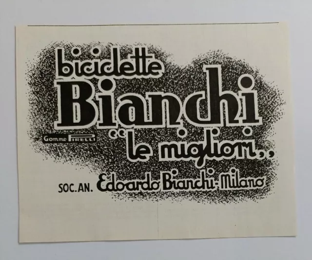 Pubblicità vintage epoca 1940 BIANCHI BICICLETTE BICI old advertising werbung