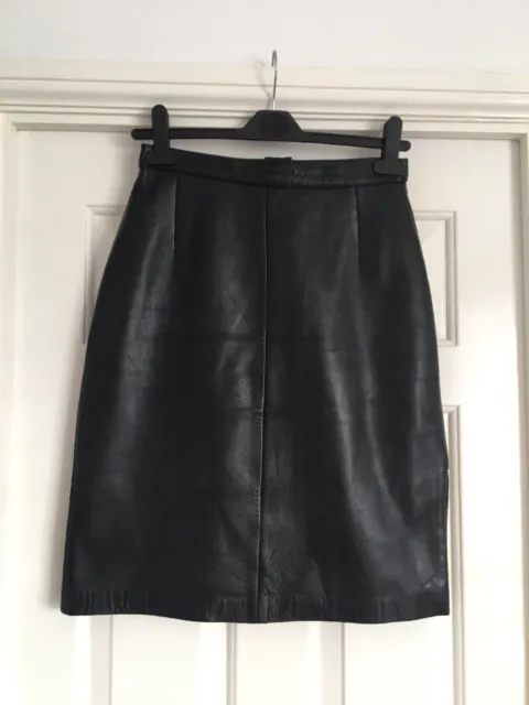 Black Real Leather Skirt Size 10