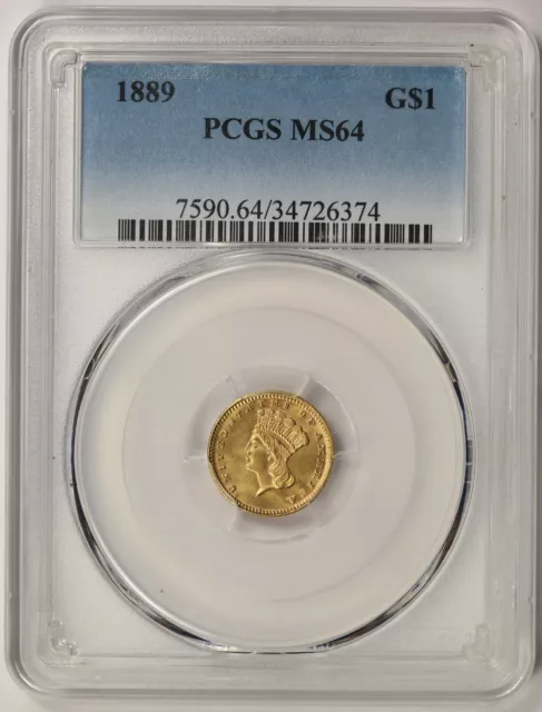 1889 Indian Princess Large Head Gold Dollar $1 MS 64 PCGS