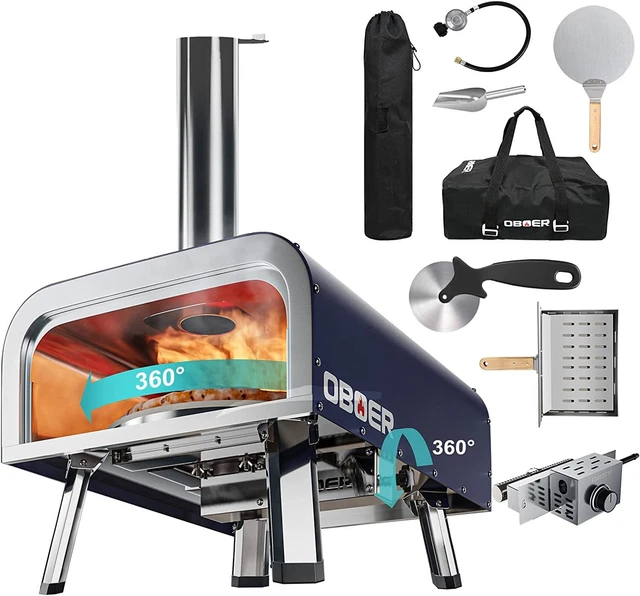 MOPHOTO Outdoor Pizza Oven, Gas & Wood Fired 13 in & 16 in with Gas Burner
