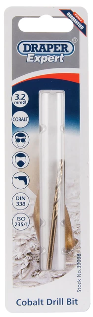 Taladro de cobalto Draper 39098 Expert 3,2 mm HSS