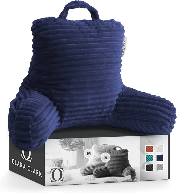 Clara Clark Cut Plush Striped Reading Pillow for Kids & Teens, Medium Back Back
