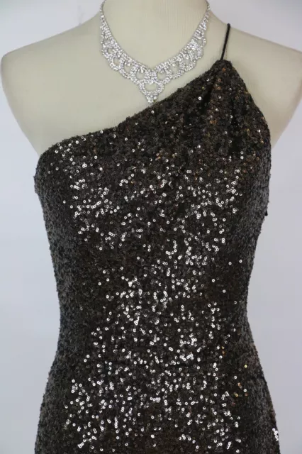 Terani Sequin Bronze $200 Prom Size 0 Short Gown Formal Knee Dress One Shoulder