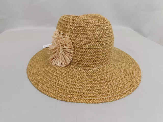 August Hats Packable Flower Fields Large Brim Fedora Sun Hat Beige #3180 2