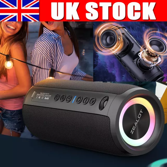 Portable Bluetooth Speaker - 50W Wireless Stereo Sound Speakers with RGB Light