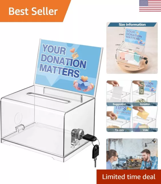 Versatile Clear Box with Sign Slot - Business Card Collection & Suggestion Box