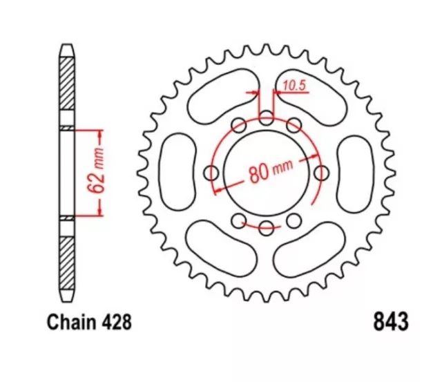 Kettenrad 48 Z Teilung 428 für YAMAHA DT 80 LC I / II 83-97 Rear sprock