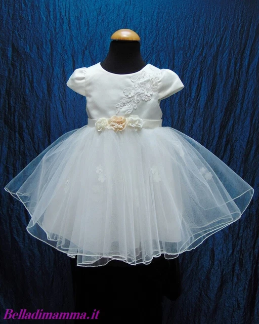 Abito Vestito Per Battesimo Cerimonia Bimba Bambina belladimamma (3 mesi-2 anni)
