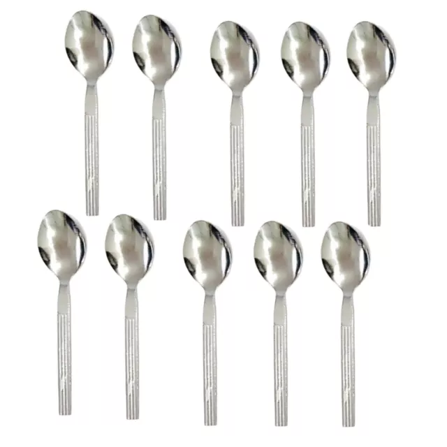 10x Stainless Steel Teaspoons Everyday Tea Spoon Set Coffee Drink Kitchen Home