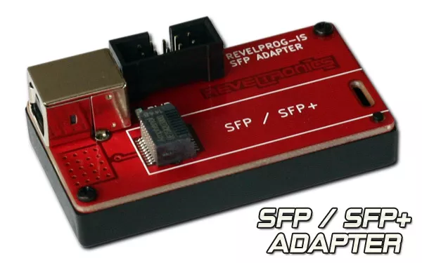 SFP / SFP+ adapter for REVELPROG-IS programmer and optical ethernet transceivers