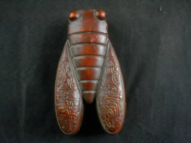 2 Pcs Chinese Bronze Hand Made *Cicada* Boxes 荣寳斎 Mark