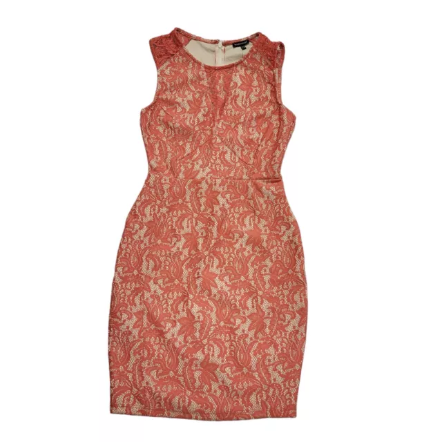WAREHOUSE PINK SLEEVELESS Bonded Lace Bodycon Dress UK Women s 10