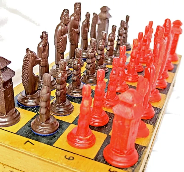Tournament Military Style Chess Vintage Ussr Soviet Gypsum Russian Antique Rare