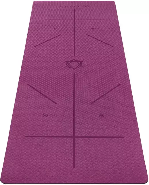 YOGA MAT WITH Alignment Marks, Yoga Mat Thick 1/4'' Textured Surfaces ...
