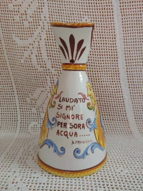 Brocca Caraffa Ceramica  Deruta Assisi San Francesco  Anni '60/70 2