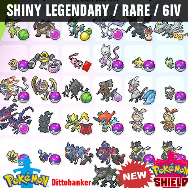 Bundle All 28 Pokemon Legendaries 6IV + Zarude Legit + Masterballs