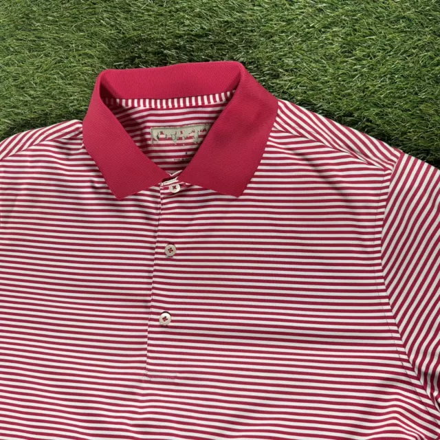 Donald Ross Mens Polo Golf Shirt Polyester Pink Striped Short Sleeve Sz Small