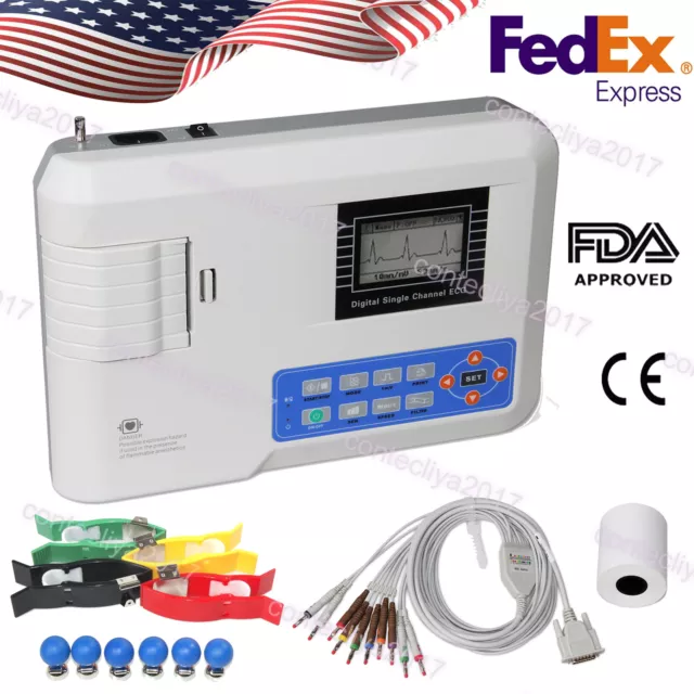 US CONTEC ECG/EKG Machine Digital One Channel 12 lead Electrocardiograph ECG100G